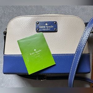 Kate Spade Hannah Wellesley leather crossbody purse bag white and blue
